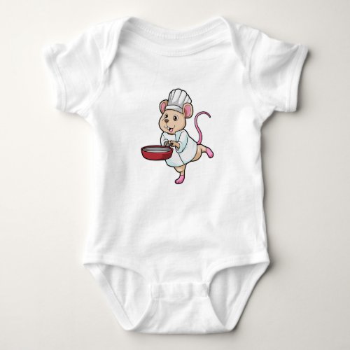 Rat as Cook with Pan  Cooking hat Baby Bodysuit