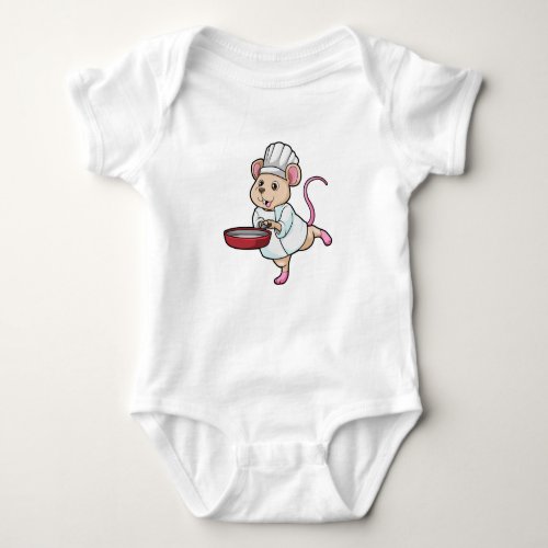 Rat as Cook with Pan  Cooking hat Baby Bodysuit