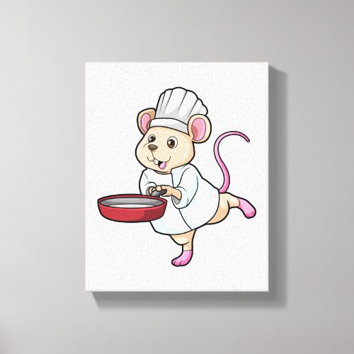 Rat as Cook with Pan  Cooking hat Canvas Print
