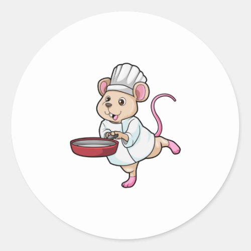 Rat as Cook with Pan  Cooking hat Classic Round Sticker