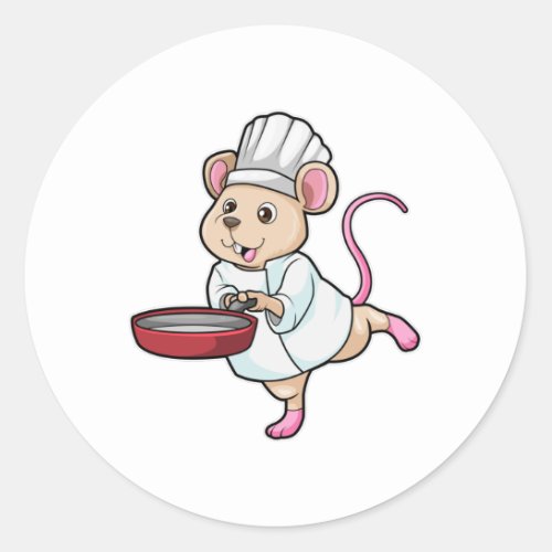 Rat as Cook with Pan  Cooking hat Classic Round Sticker