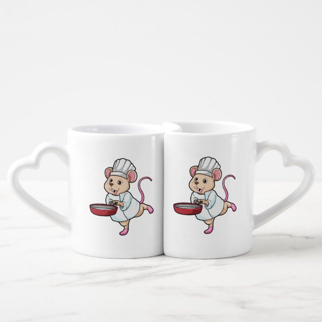Rat as Cook with Pan & Cooking hat Coffee Mug Set (Front Nesting)