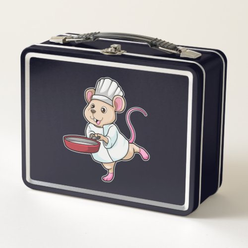 Rat as Cook with Pan  Cooking hat Metal Lunch Box