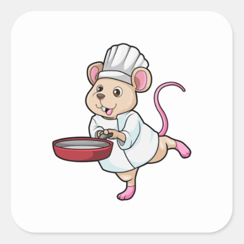 Rat as Cook with Pan  Cooking hat Square Sticker