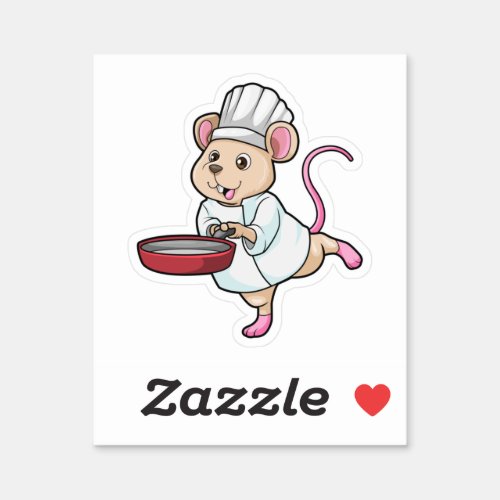 Rat as Cook with Pan  Cooking hat Sticker