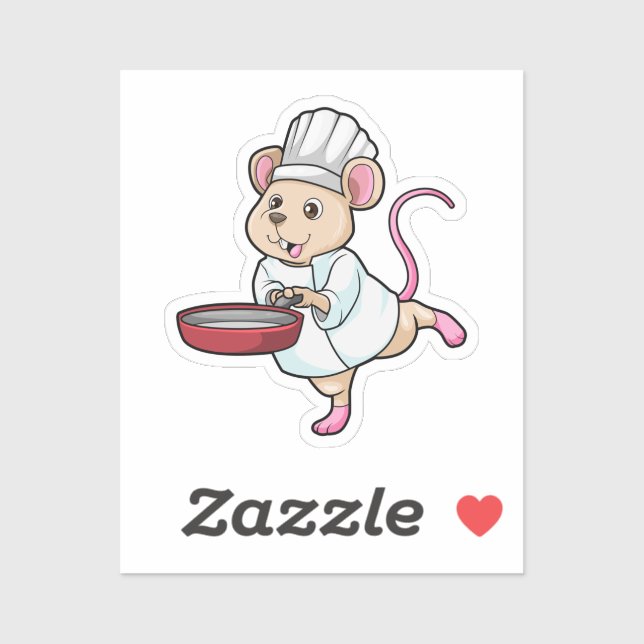 Rat as Cook with Pan & Cooking hat Sticker (Sheet)