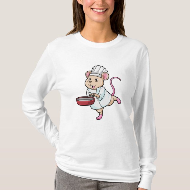 Rat as Cook with Pan & Cooking hat T-Shirt (Front)