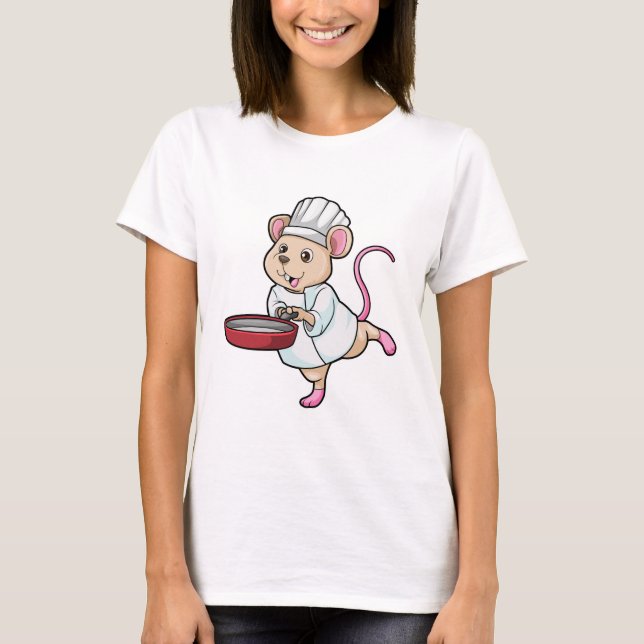 Rat as Cook with Pan & Cooking hat T-Shirt (Front)