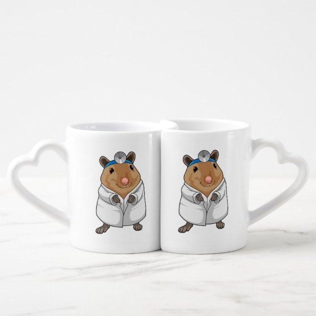 Rat as Doctor with Doctor's coat Coffee Mug Set (Front Nesting)