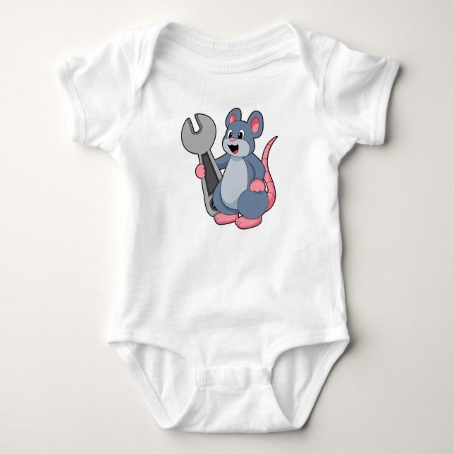 Rat as Mechanic with Wrench Baby Bodysuit (Front)
