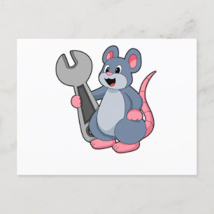 Rat as Mechanic with Wrench Postcard