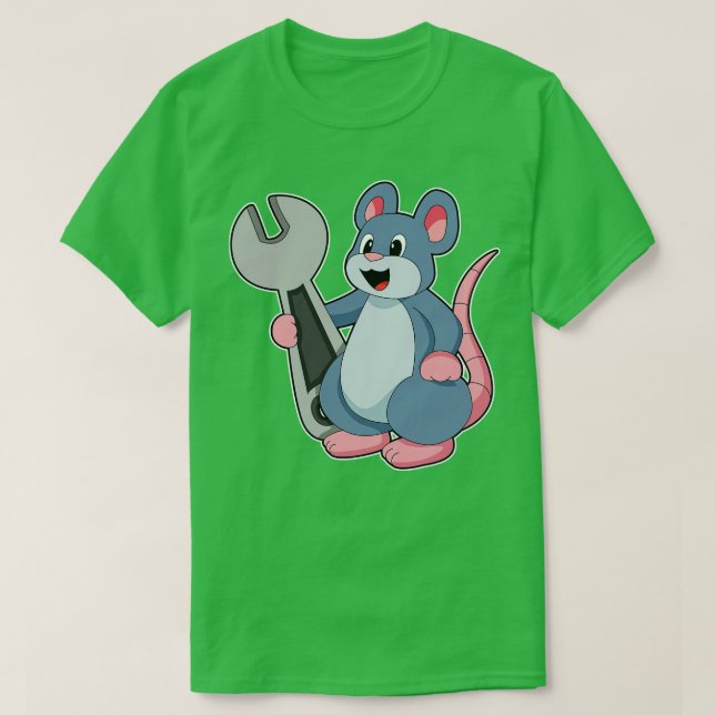 Rat as Mechanic with Wrench T-Shirt (Design Front)