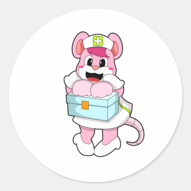 Rat as Nurse with Box Classic Round Sticker (Front)