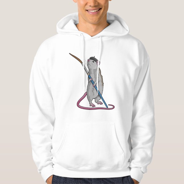 Rat as Painter with Paint brush Hoodie (Front)