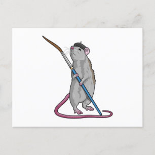 Rat as Painter with Paint brush Postcard