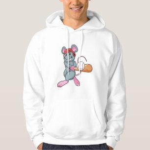 Rat at Baseball with Baseball bat & Helmet Hoodie