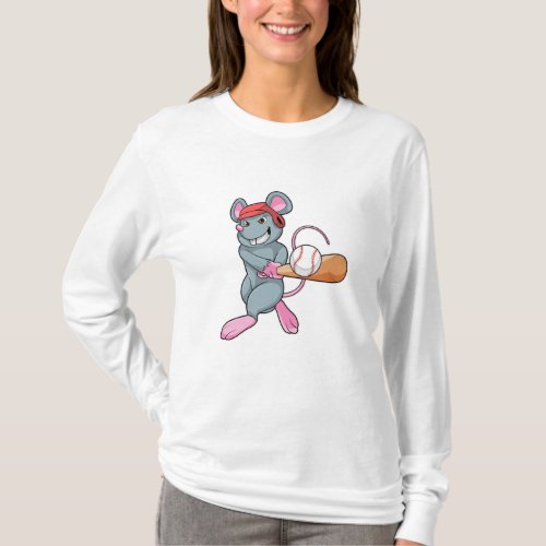 Rat at Baseball with Baseball bat  Helmet T_Shirt