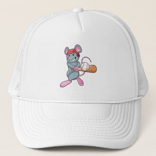 Rat at Baseball with Baseball bat  Helmet Trucker Hat