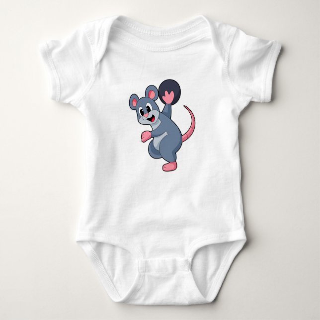 Rat at Bowling with Bowling ball Baby Bodysuit (Front)