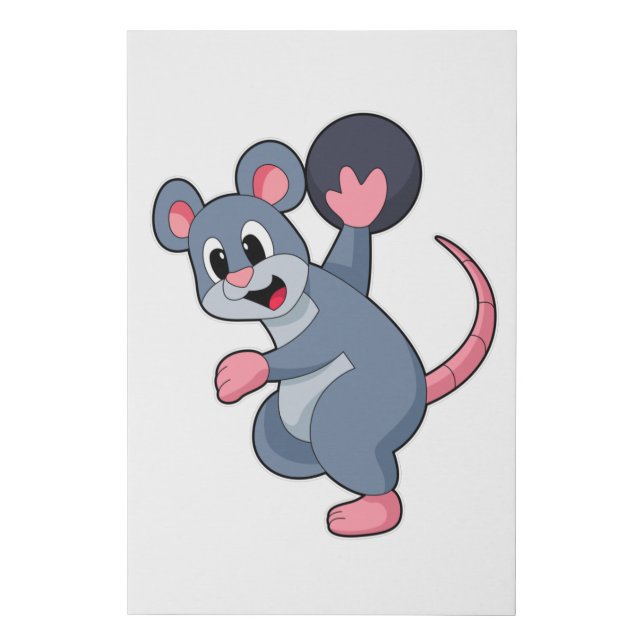Rat at Bowling with Bowling ball Faux Canvas Print (Front)