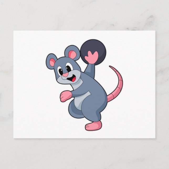 Rat at Bowling with Bowling ball Postcard (Front)