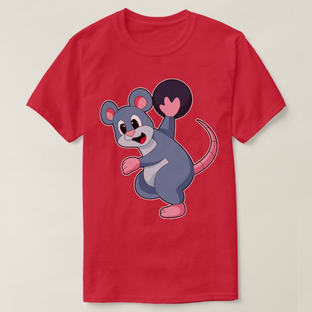 Rat at Bowling with Bowling ball T-Shirt (Design Front)