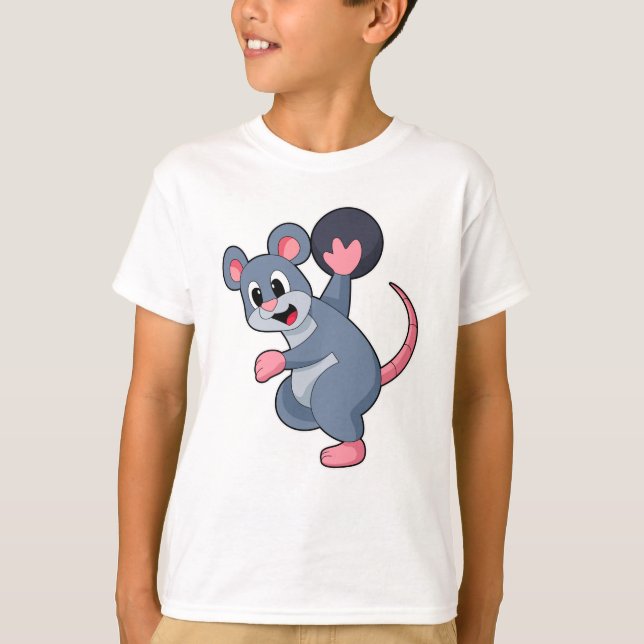 Rat at Bowling with Bowling ball T-Shirt (Front)