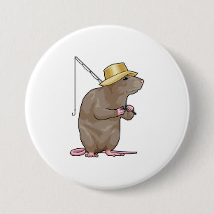 Rat at Fishing with Fishing rod Button