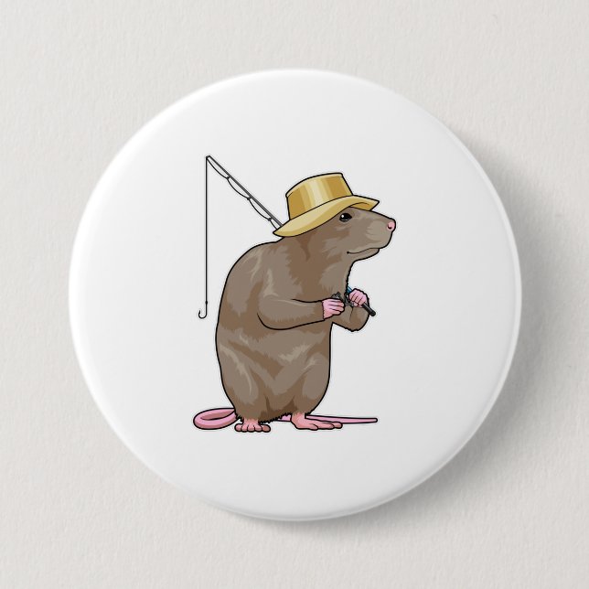 Rat at Fishing with Fishing rod Button (Front)