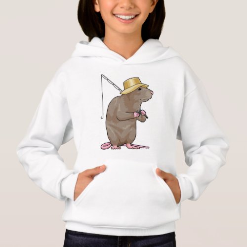 Rat at Fishing with Fishing rod Hoodie