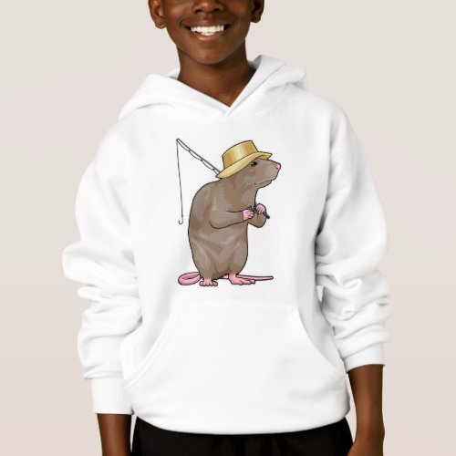 Rat at Fishing with Fishing rod Hoodie