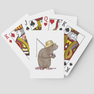 Rat at Fishing with Fishing rod Poker Cards