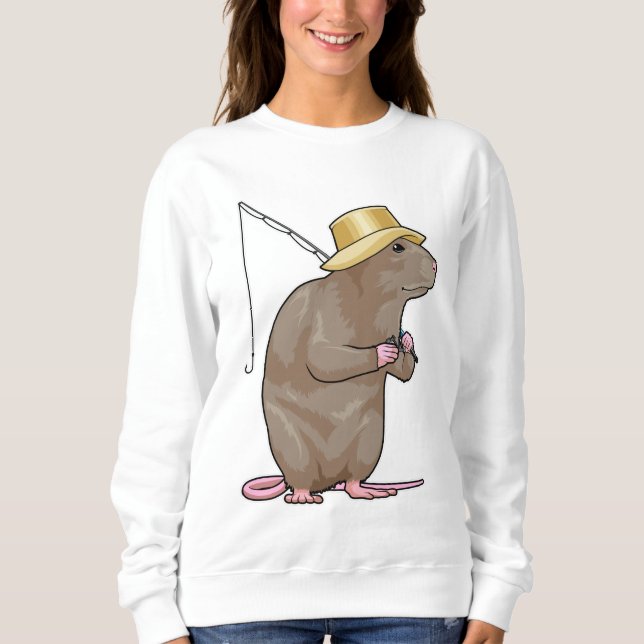 Rat at Fishing with Fishing rod Sweatshirt (Front)