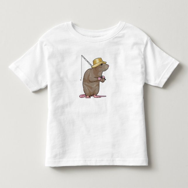 Rat at Fishing with Fishing rod Toddler T-shirt (Front)