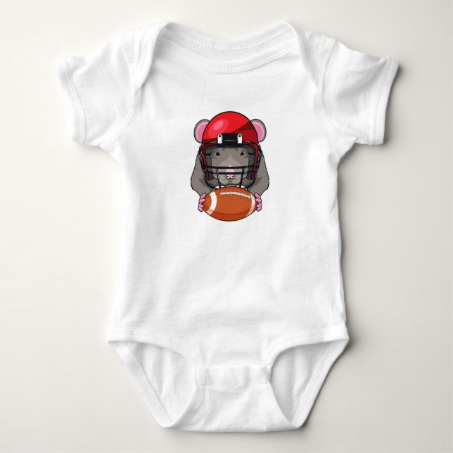Rat at Football Sports Baby Bodysuit (Front)
