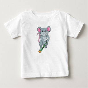 Rat at Hockey with Hockey bat Baby T-Shirt