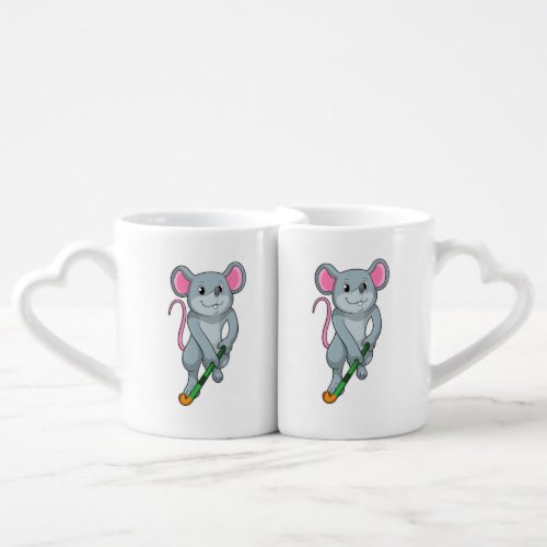 Rat at Hockey with Hockey bat Coffee Mug Set