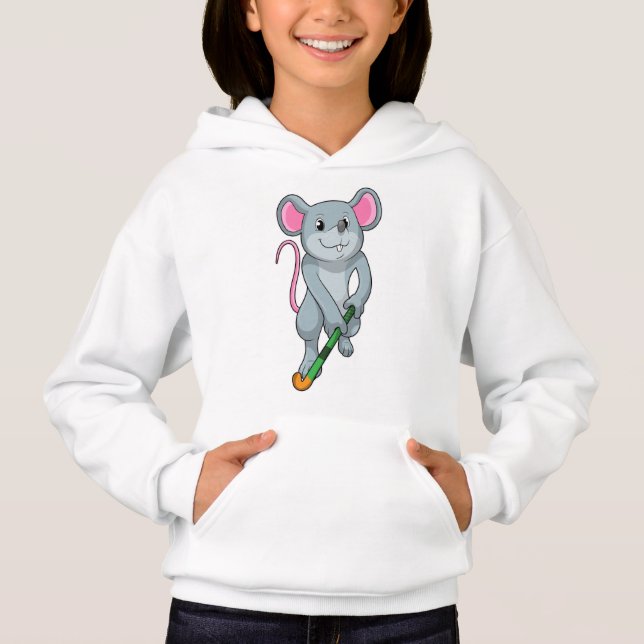 Rat at Hockey with Hockey bat Hoodie (Front)