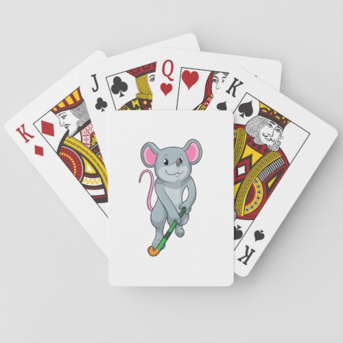 Rat at Hockey with Hockey bat Poker Cards
