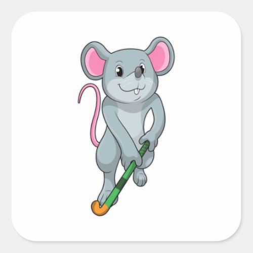 Rat at Hockey with Hockey bat Square Sticker