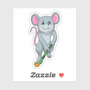 Rat at Hockey with Hockey bat Sticker