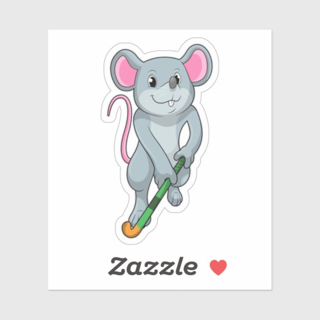 Rat at Hockey with Hockey bat Sticker (Sheet)