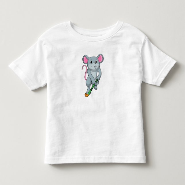 Rat at Hockey with Hockey bat Toddler T-shirt (Front)