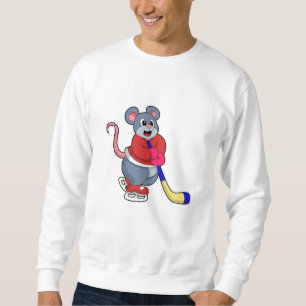 Rat at Ice hockey with Ice hockey stick Sweatshirt