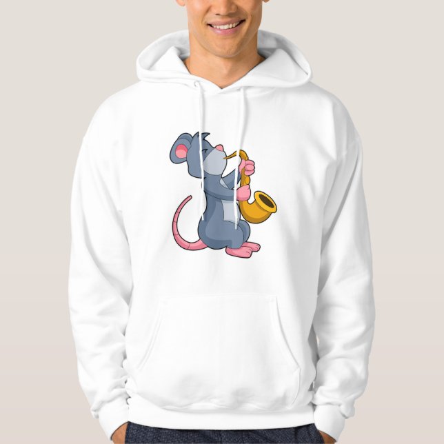Rat at Music with Saxophone Hoodie (Front)
