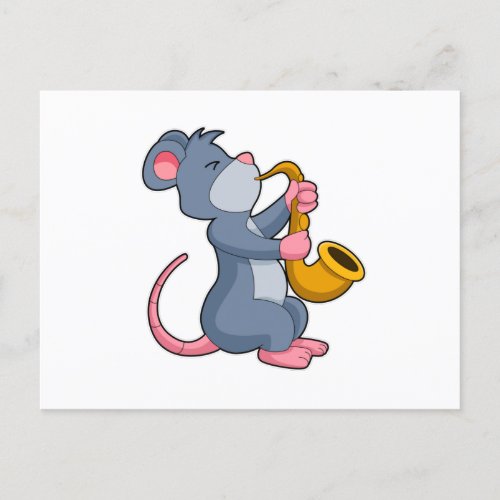 Rat at Music with Saxophone Postcard