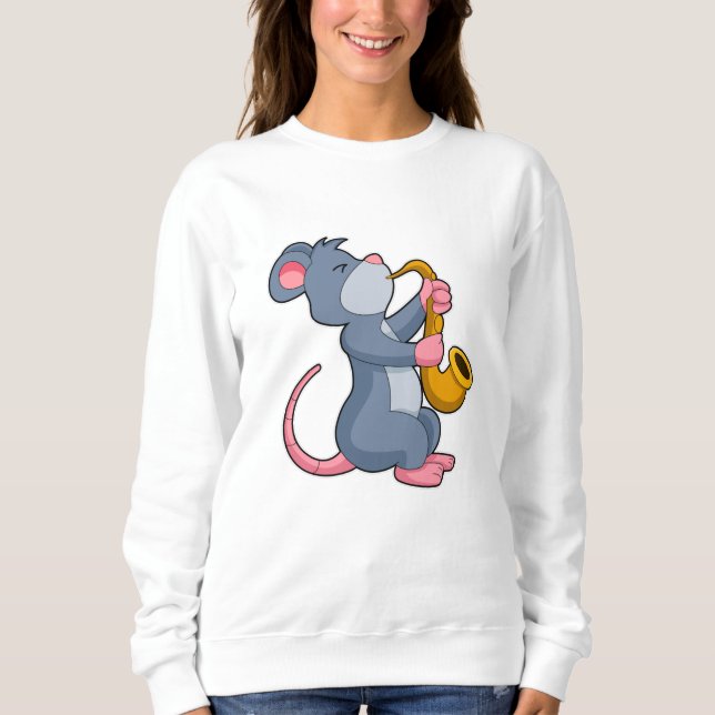 Rat at Music with Saxophone Sweatshirt (Front)