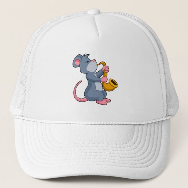 Rat at Music with Saxophone Trucker Hat (Front)