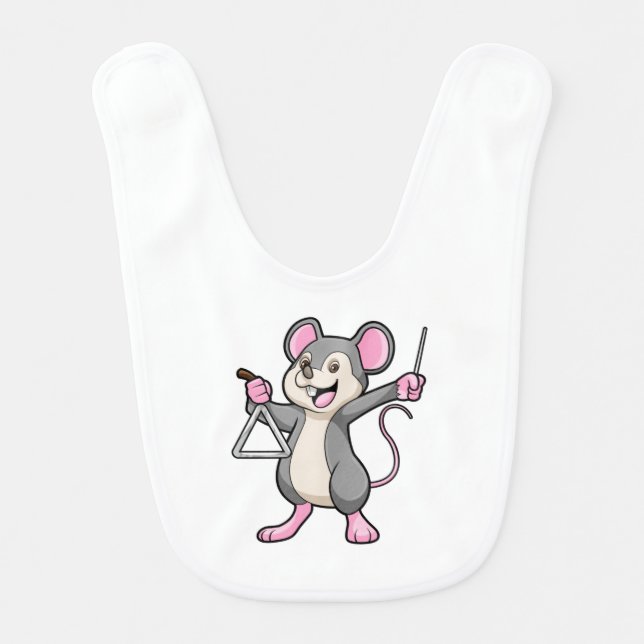 Rat at Music with Triangel Baby Bib (Front)