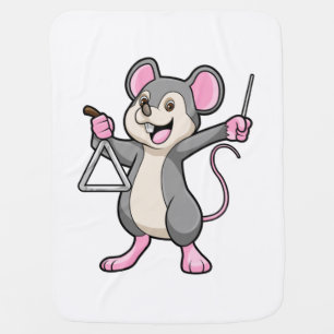 Rat at Music with Triangel Baby Blanket